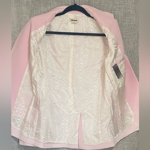 New”Zadig & Voltaire ‘Very Creepe’ Crepe Blazer-SMALL/US-36EU-light pink, lined - Picture 5 of 10